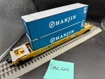 Mth-rail Hanjin Husky Stack Car W/containers 30-7643 O-scale W/box. Fixed Price $79.99.