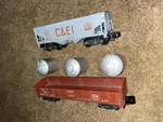 Vintage Lot Of 2 Gilbert American Flyr Gauge Freight Cars. Fixed Price $160.00.