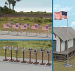 Walthers Scenemaster Ho Scale Flags (11) And Mailboxes (8) 949-4171. Fixed Price $15.19.