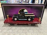 + Mth Standard Tinplate 234 Maroon Flat Car W/ Black Pick Up Truck 10-1148 *h. Fixed Price $179.99.