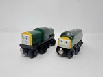 Thomas Wooden Railway D261 Tank Engine & Derek Diesel Train Lot Vintage. Fixed Price $41.99.