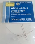 Miniatronics 12-500-02 White Led's, Ultra Bright, 5MM Diameter, Pieces, Light. Fixed Price $9.50.