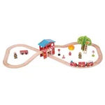 Bigjigs Wood Fire Station Train Set BJT037 Nib Compatible With Other Brands. Fixed Price $75.99.