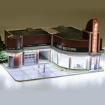 Ho Scale Fury Motors Dealership W/ Figures Fully Lit Led Menards Nib. Fixed Price $112.50.