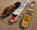 Lot 3 Pla Rail Hyper Rescue Volcano Train Car East Patrol Liner Takara Tomy. Fixed Price $45.00.