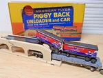 1959-60 American Flyer 23830 Piggyback Unloader W/car & Trailers+orig Box. Fixed Price $72.99.