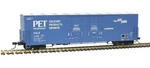 Atlas Ho Scale Evans 53' Double Plug-door Box Car Pet Inc. (blue/white) #11125. Fixed Price $25.99.