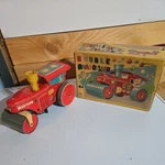 "rare" Tin Modern Toys Japan Bubble Road Roller Tractor Battery Op. W/box As Is. Fixed Price $120.00.