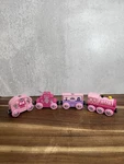 Bigjigs Rail Pink Princess Train & 3 Carriages, Wooden Set Accessories. Fixed Price $25.00.