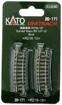 Scale Kato Unitrack 20-171 Curve 15-DEGREE 8-1/2" 216MM Radius (4) Pcs. Fixed Price $8.07.
