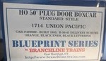 Branchline Trains 1714 Ho Union Pacific 50' Plug Door Boxcar #499000 Kit. Fixed Price $14.44.