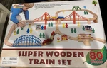 First Learning Company Limited - With Box Super Wooden Train Set 80 Pieces. Fixed Price $35.00.