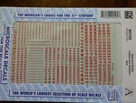 Microscale Decal #90105 Railroad Gothic Letters And Numbers - Red 1:87. Fixed Price $6.50.