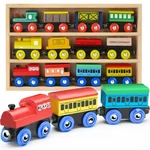 Wooden Train Set 12 Pcs - Toys Magnetic Includes 3 Engines. Fixed Price $33.09.