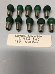 Lionel #432G 18V Large Globe Green Bulb Pack Of 10. Fixed Price $8.50.
