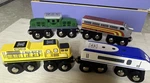 Maxim Industries 6 Pc. Wooden Train Engines Carand Ambulance Toy Set. Fixed Price $14.99.