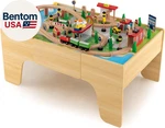 Train Table, 84-PIECE Wooden Toy Activity Playset With Storage, Tracks, Vehicles. Fixed Price $160.57.