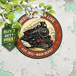 Pennsylvania Vintage Red Black Train 8X8 Round Aluminum Metal Sign. Fixed Price $10.44.