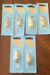 Lot Of 6 Acme C-100 Little Cleo Spoons Gold Nickel Hammered 1/3OZ. Fixed Price $50.00.