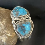 Navajo Blue Turquoise Stamped Stone Sterling Silver Cuff Bracelet 8.25" 18717. Fixed Price $1799.11.