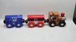 Round Set Of 3 Wood Train Cars 2012 Rudolph The Red Nosed Reindeer Brio Style. Fixed Price $19.99.