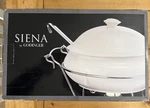 Godinger 2 Qt. Porcelain Soup Tureen With Silver Finish Rack & Ladle. Fixed Price $45.99.